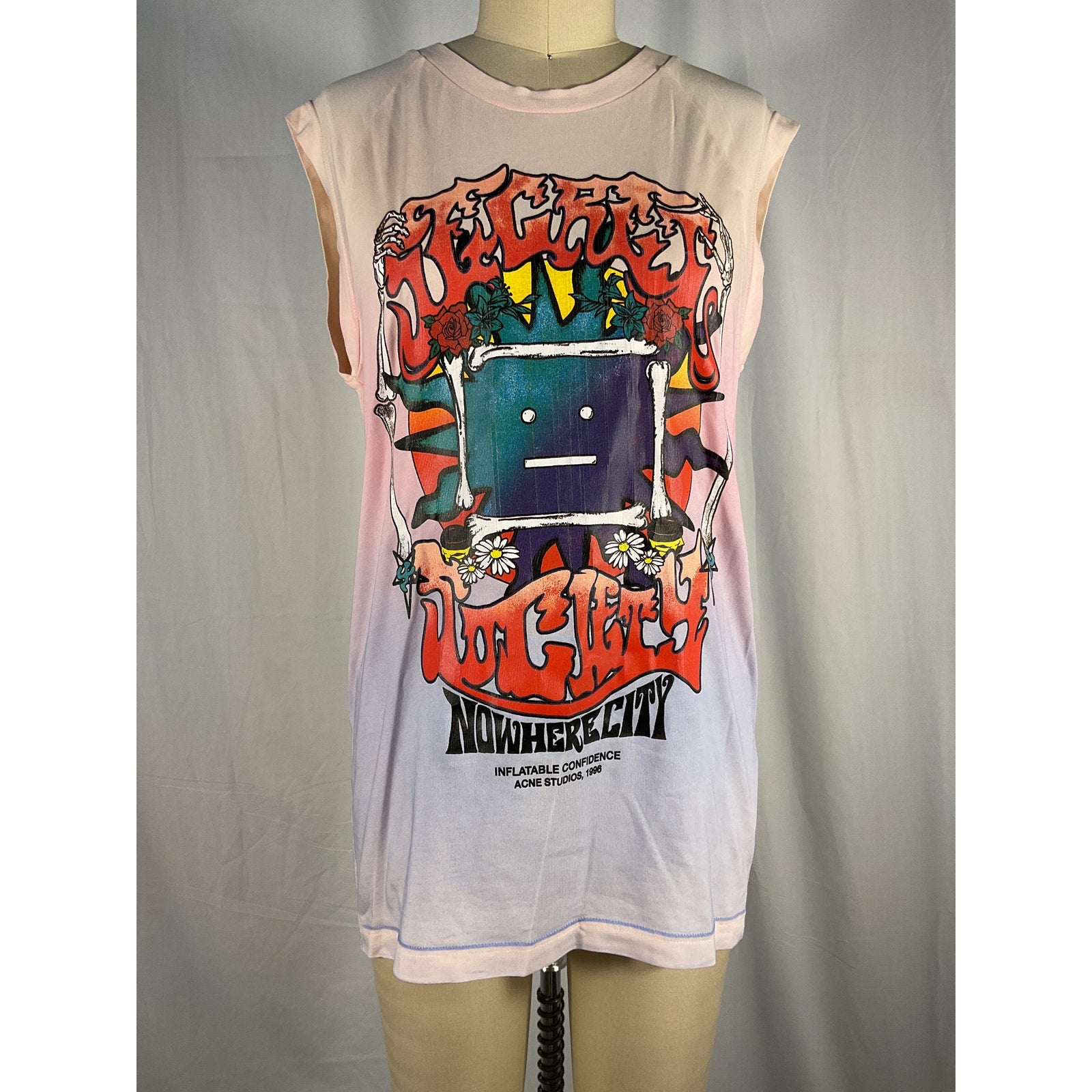 Acne Studios 'Graphic' Pink Cotton Tank Size S