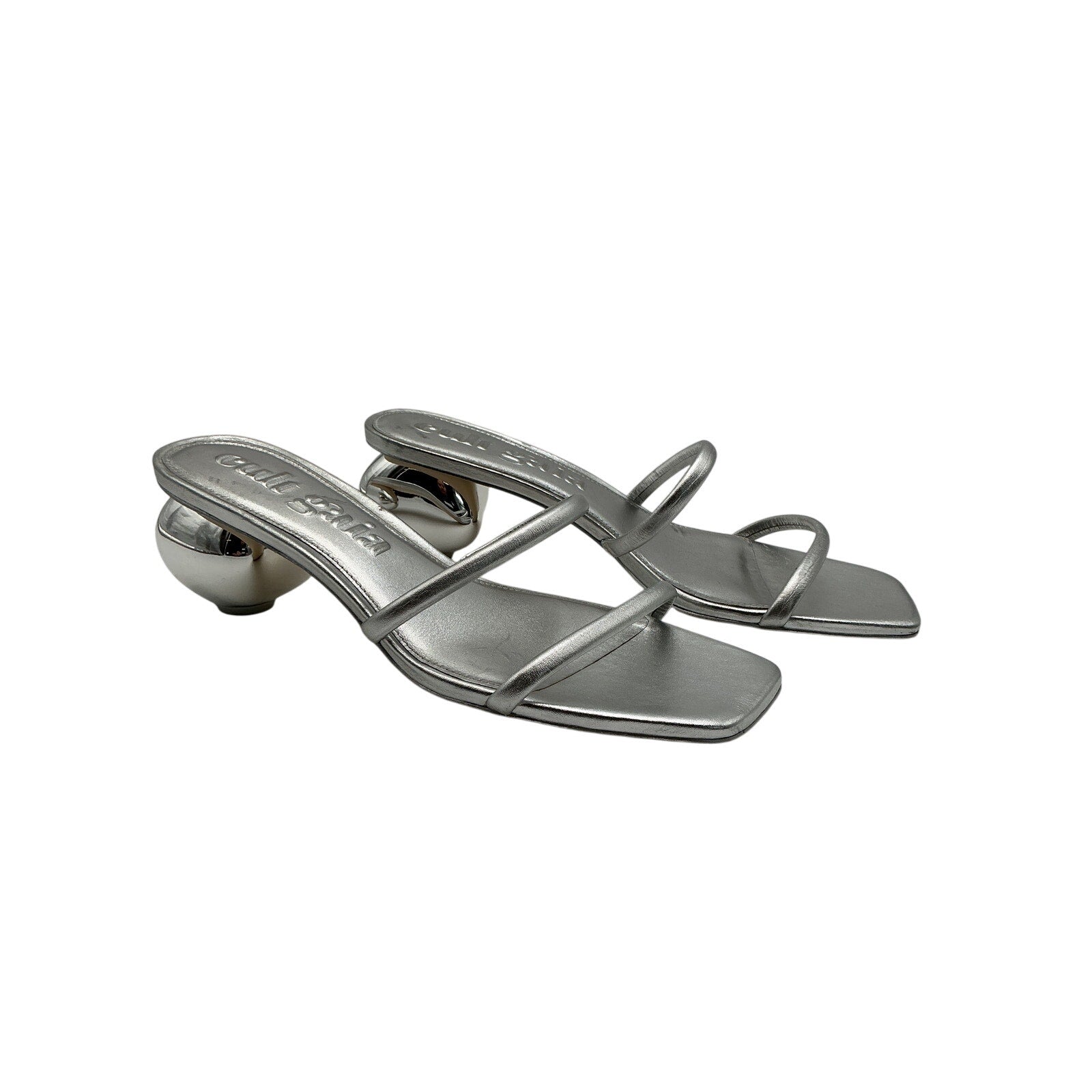 Cult Gaia 'Leora' Silver Leather Sandals Size 11.5