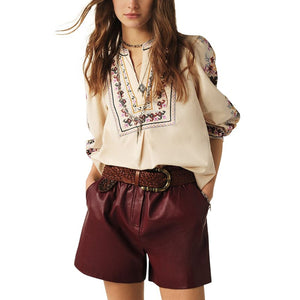 Ba&sh Embroidered Cream Caloe Blouse Size S