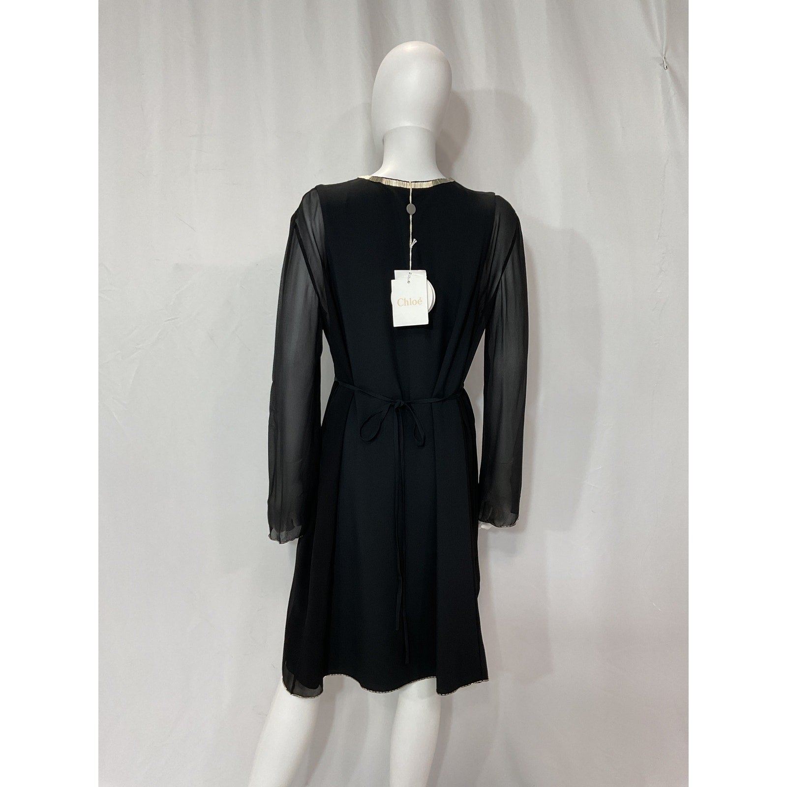 Chlo� V-Neck Black V Neck Midi Dress Size 36 - NWT