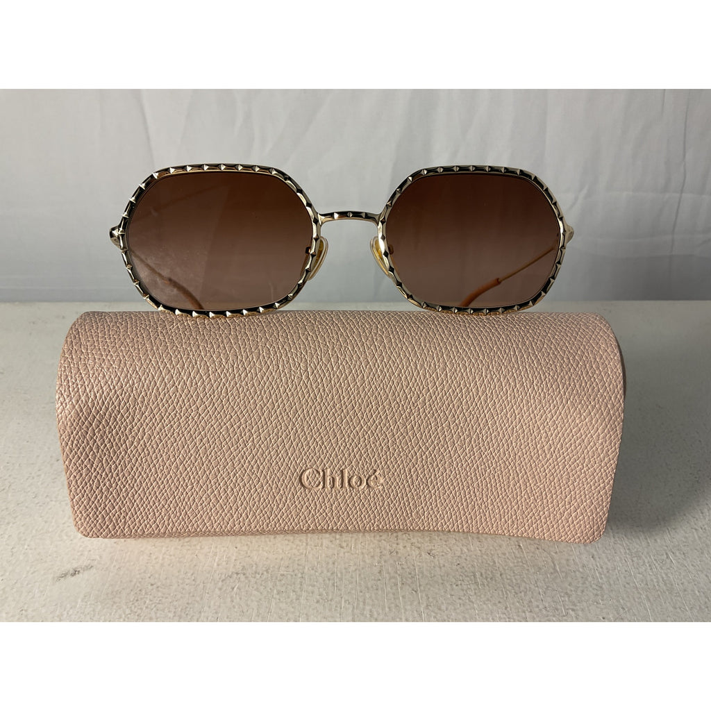 Chlo� 'Scalloped' Gold Oval Sunglasses Size OS