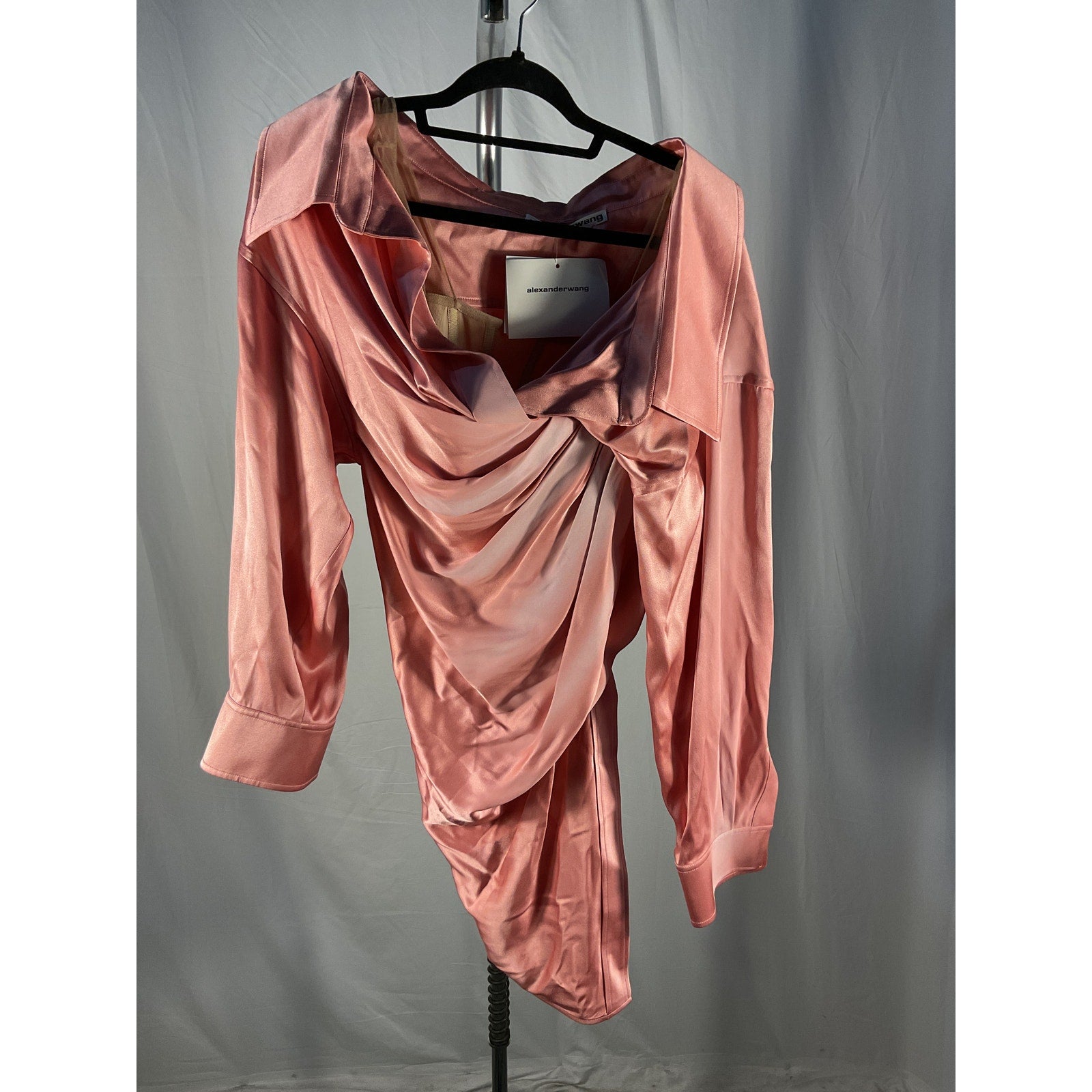 Alexander Wang Draped Pink Silk Corset Dress Size 8 - NWT