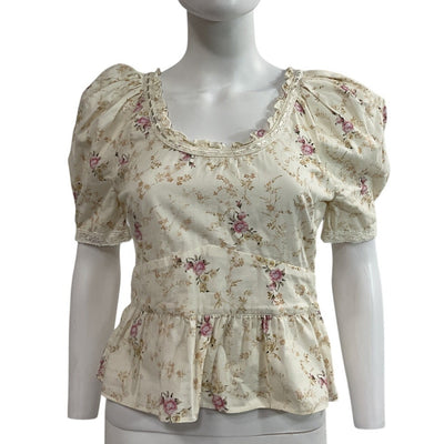 LoveShackFancy Floral Pink Parasail Tayshia Blouse Size XS