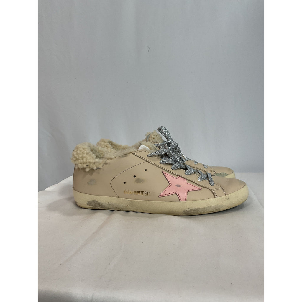 Golden Goose Tan Exclusive To Mytheresa � Superstar Shearling-Lined White Leather Sneakers Size 9
