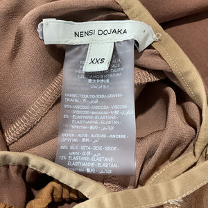 Nensi Dojaka Draped Tan Double Bra Mini Dress Size XXS