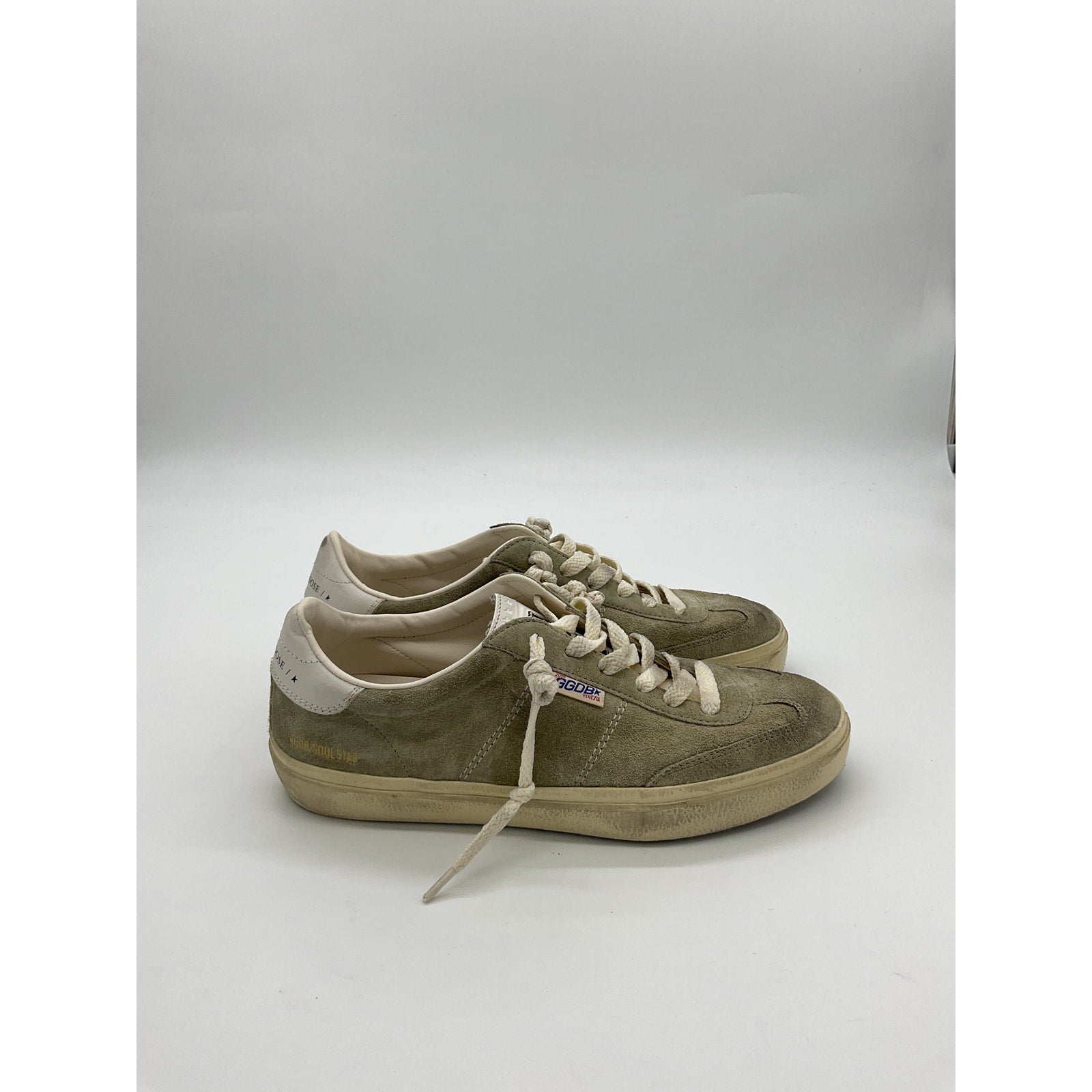 Golden Goose 'Soul-Star' Tan Leather Distressed Leather-Trimmed Suede Sneakers Size 9