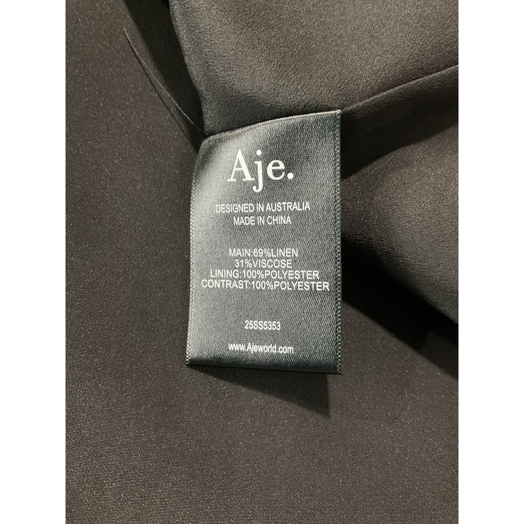 Aje 'Camille' Black Linen Mini Dress Size 10 - NWT