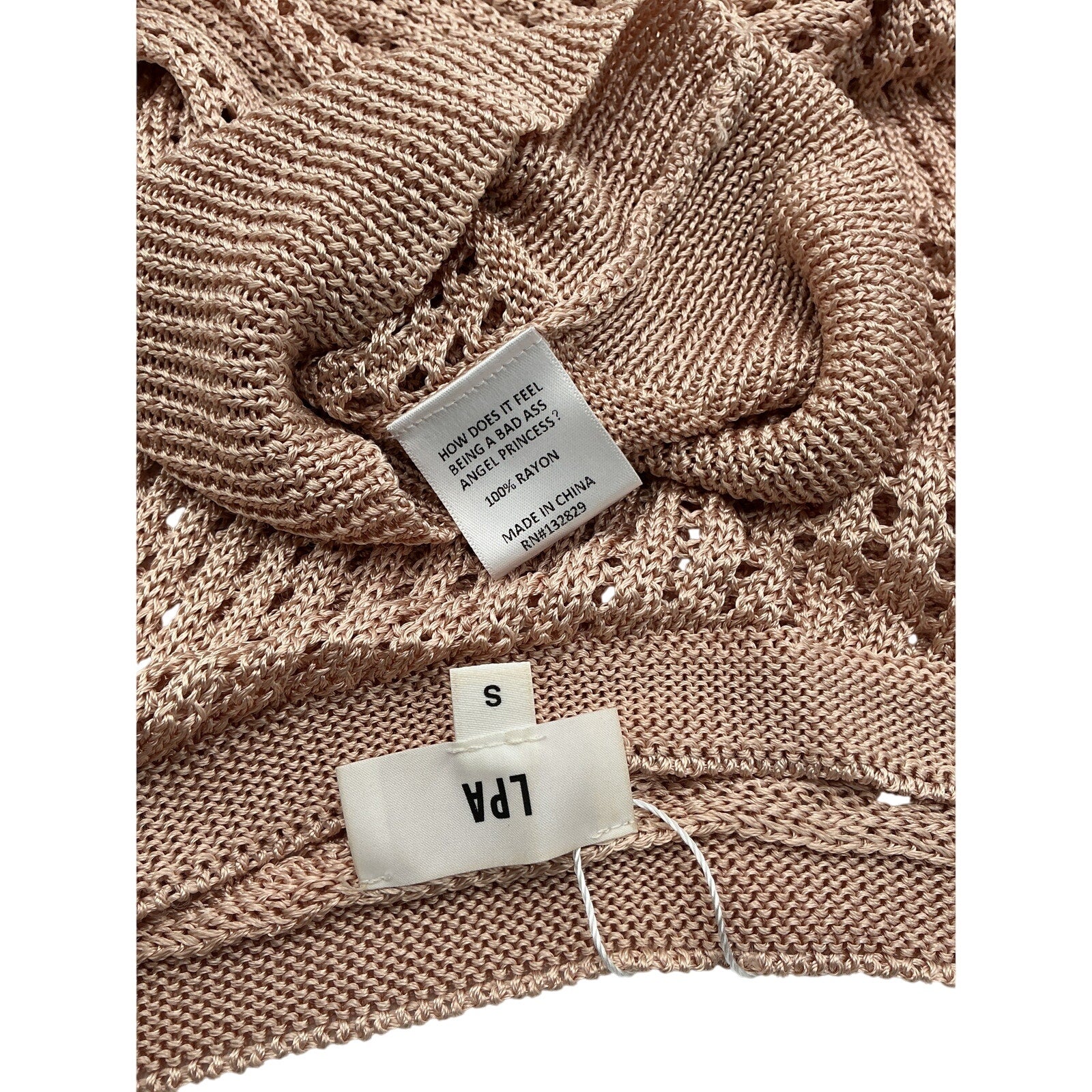 LPA 'Leo' Blush Cotton Oversized Sweater Size S