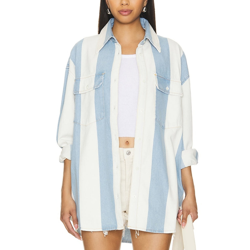 Frame 'The Borrowed' White Shirt / Button Blouse Size M