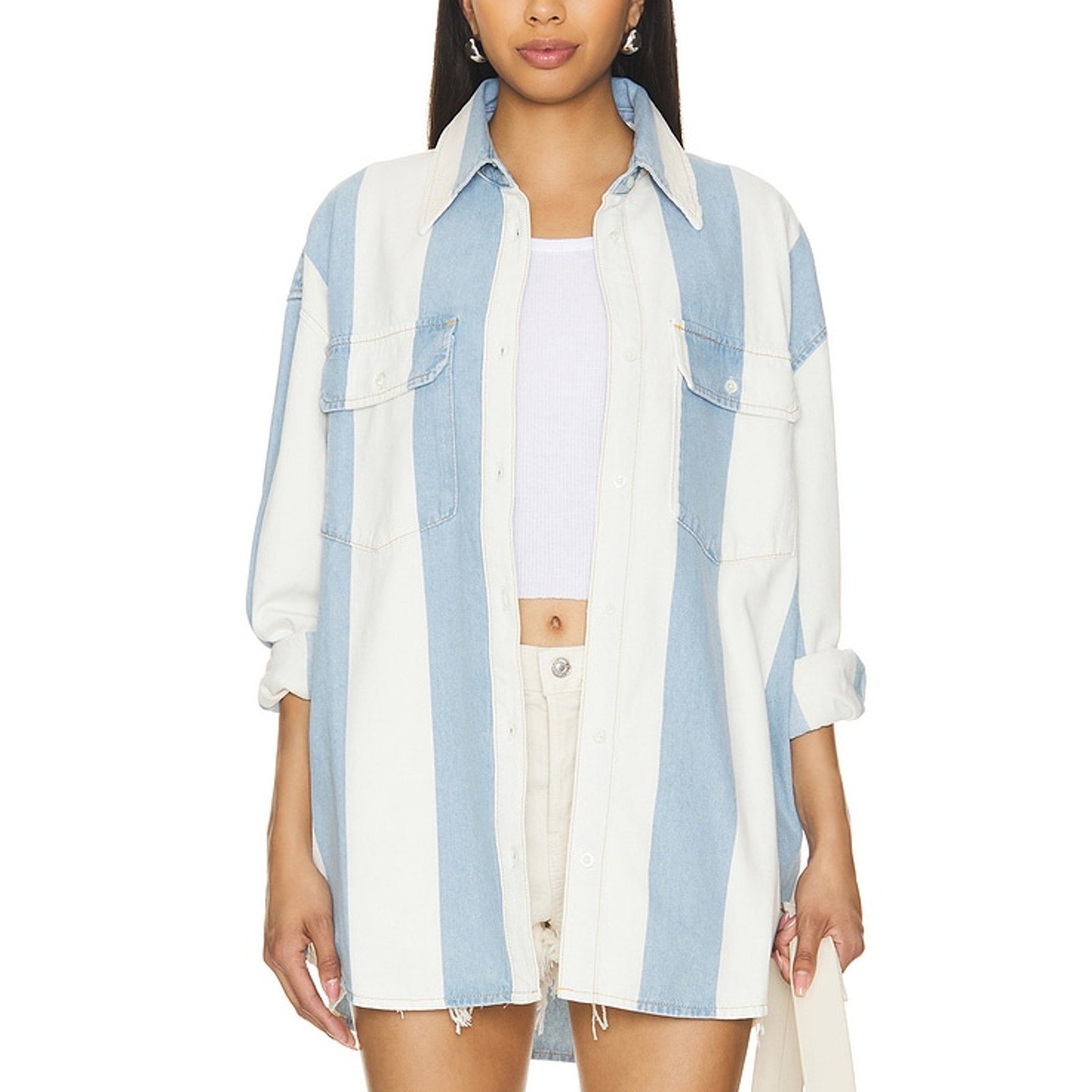 Frame 'The Borrowed' White Shirt / Button Blouse Size M