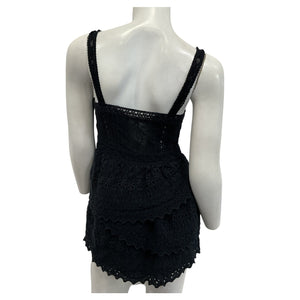 LoveShackFancy Eyelet Black Caro Mini Dress Size 00