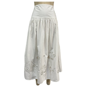 Sandro Embroidered White Poplin Maxi Skirt Size 38/US 6