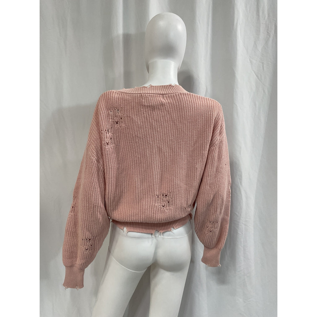 Retrofete 'Syd' Pink Cotton V Neck Sweater Size XS
