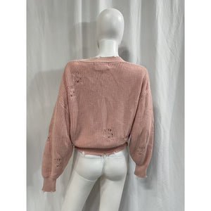 Retrofête 'Syd' Pink Cotton V Neck Sweater Size XS