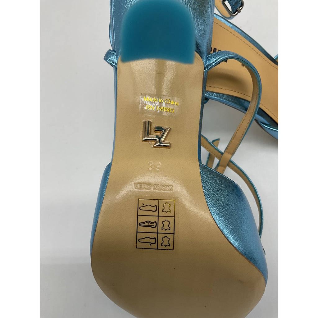 Lola Cruz 'Ischia' Blue Leather Heel Size 9 - NWT