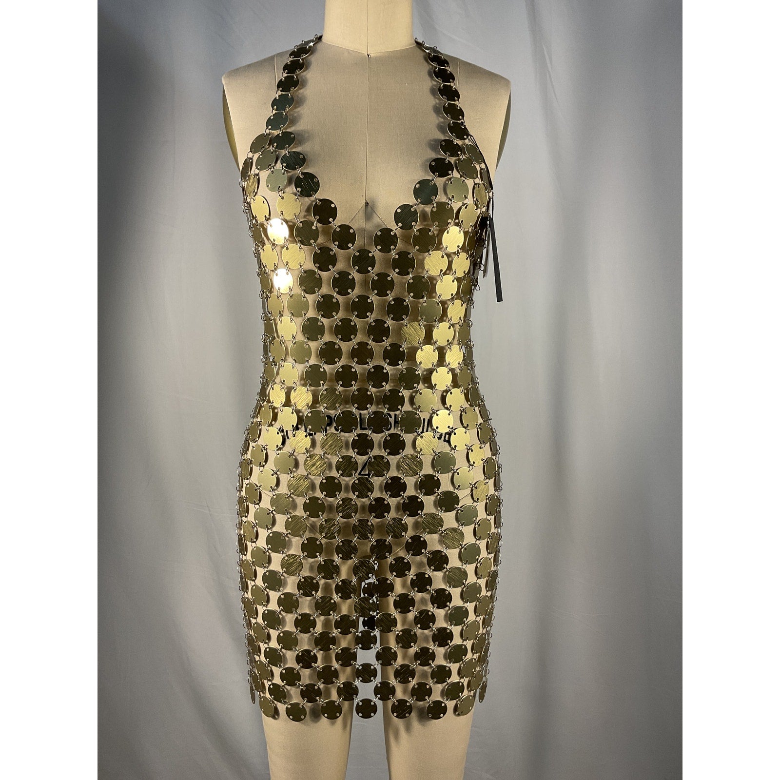Fannie Schiavoni 'Cara' Gold Dress Size S - NWT