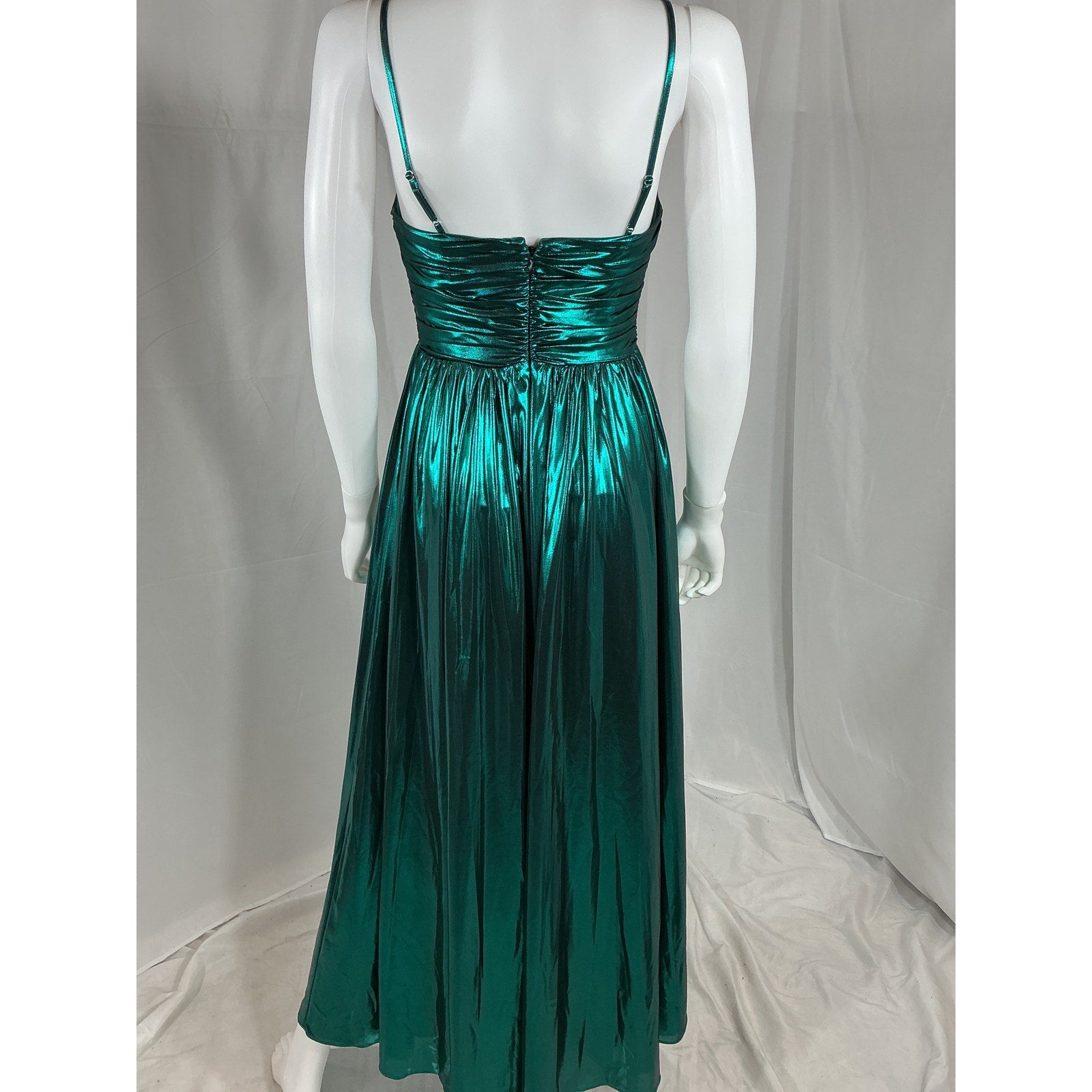 Milly 'Shannon' Green Polyester Gathered Metallic Jersey Midi-Dress Size 2 - NWT