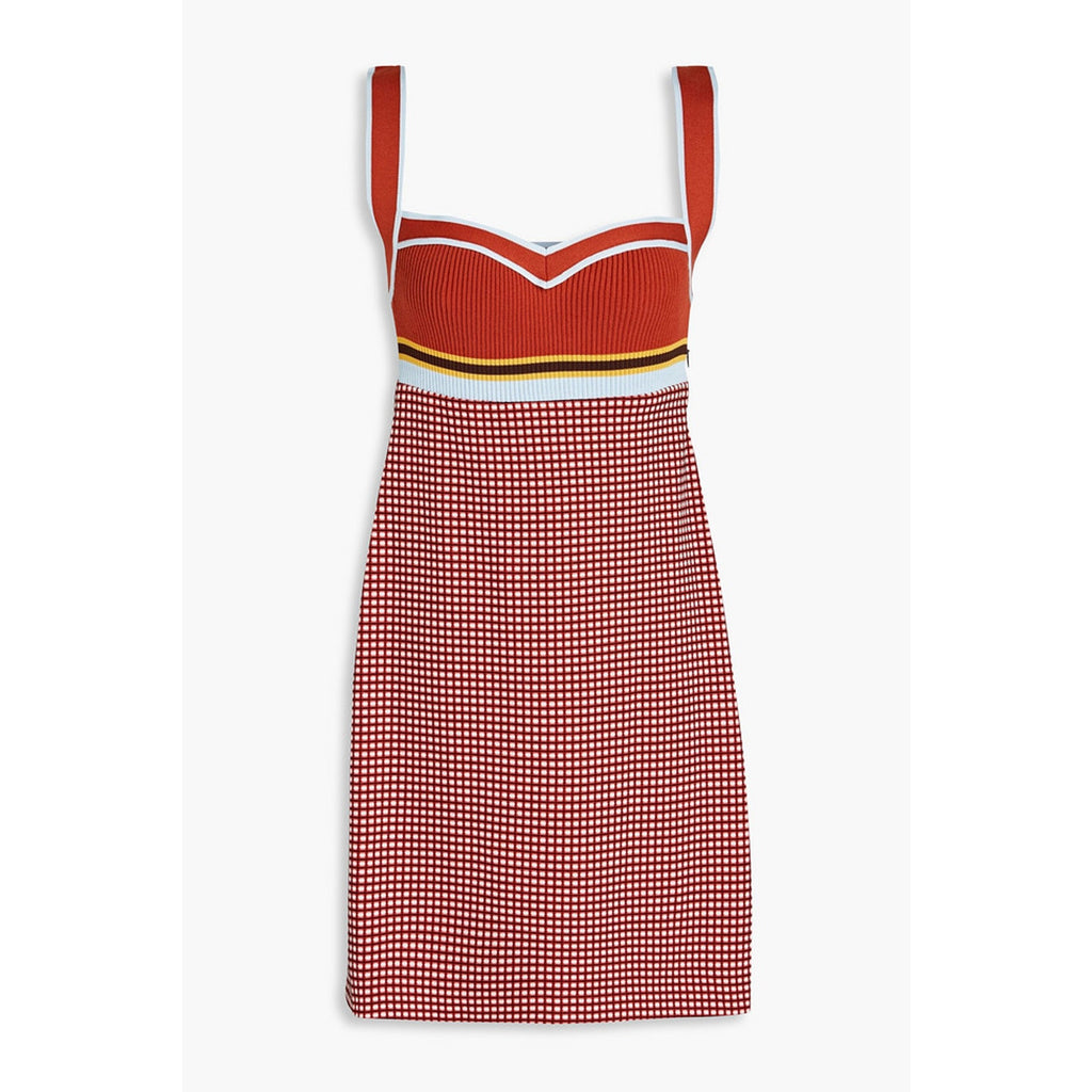 Marni Ribbed And Jacquard-Knit Red Mini Dress Size M