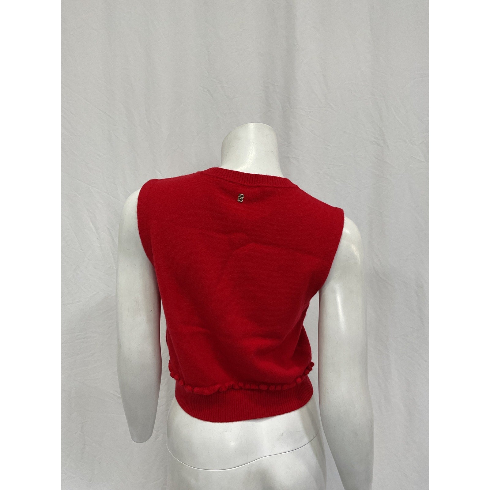 Sandro Ruffled Red Wool Crop Sweater Size M