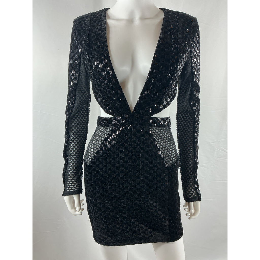 Michael Costello X Revolve 'Elise' Black Poly Mini Dress Size S - NWT