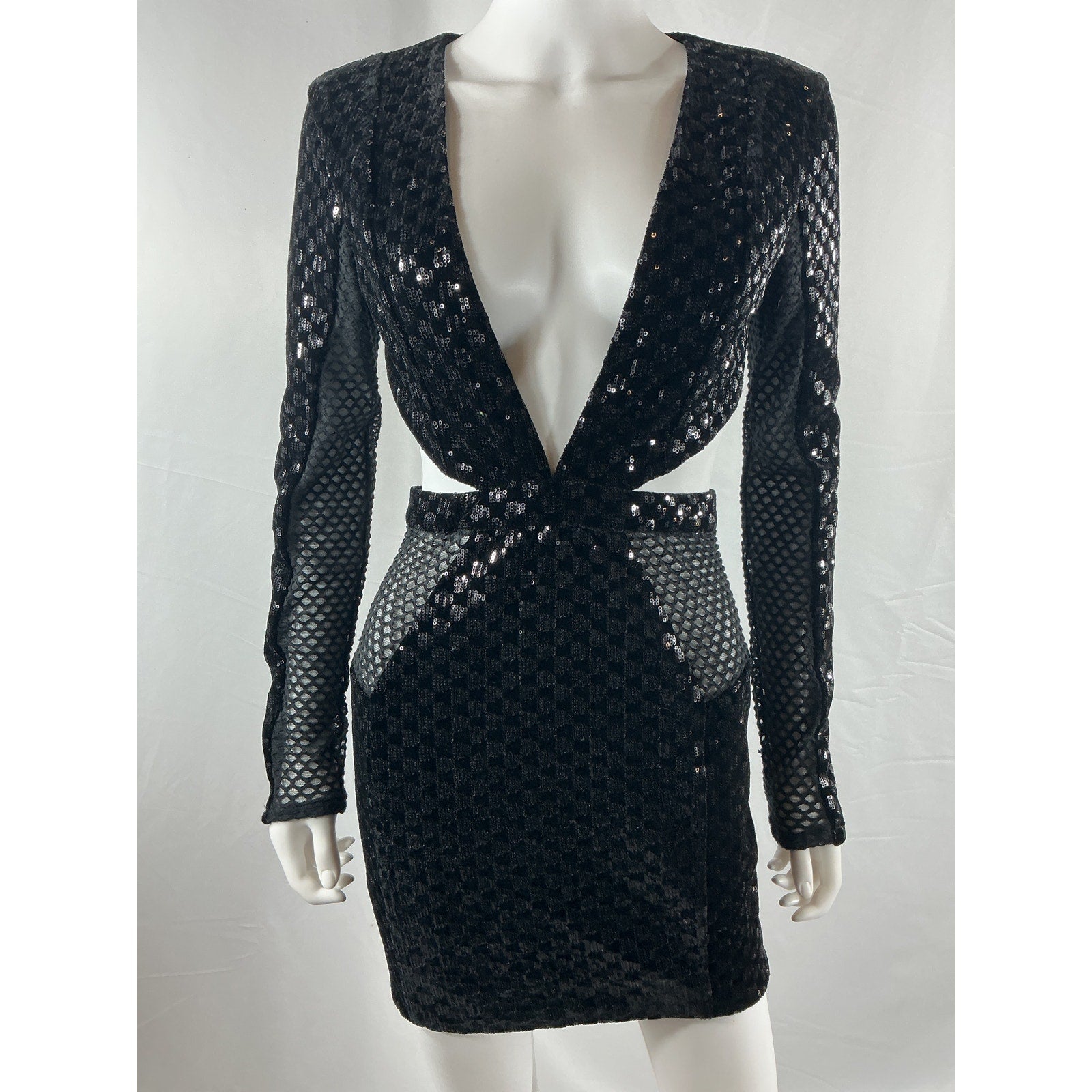Michael Costello X Revolve 'Elise' Black Poly Mini Dress Size S - NWT