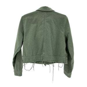 Mother The Cropped Green Cotton Veteran Cotton Graphic Jacket Size L