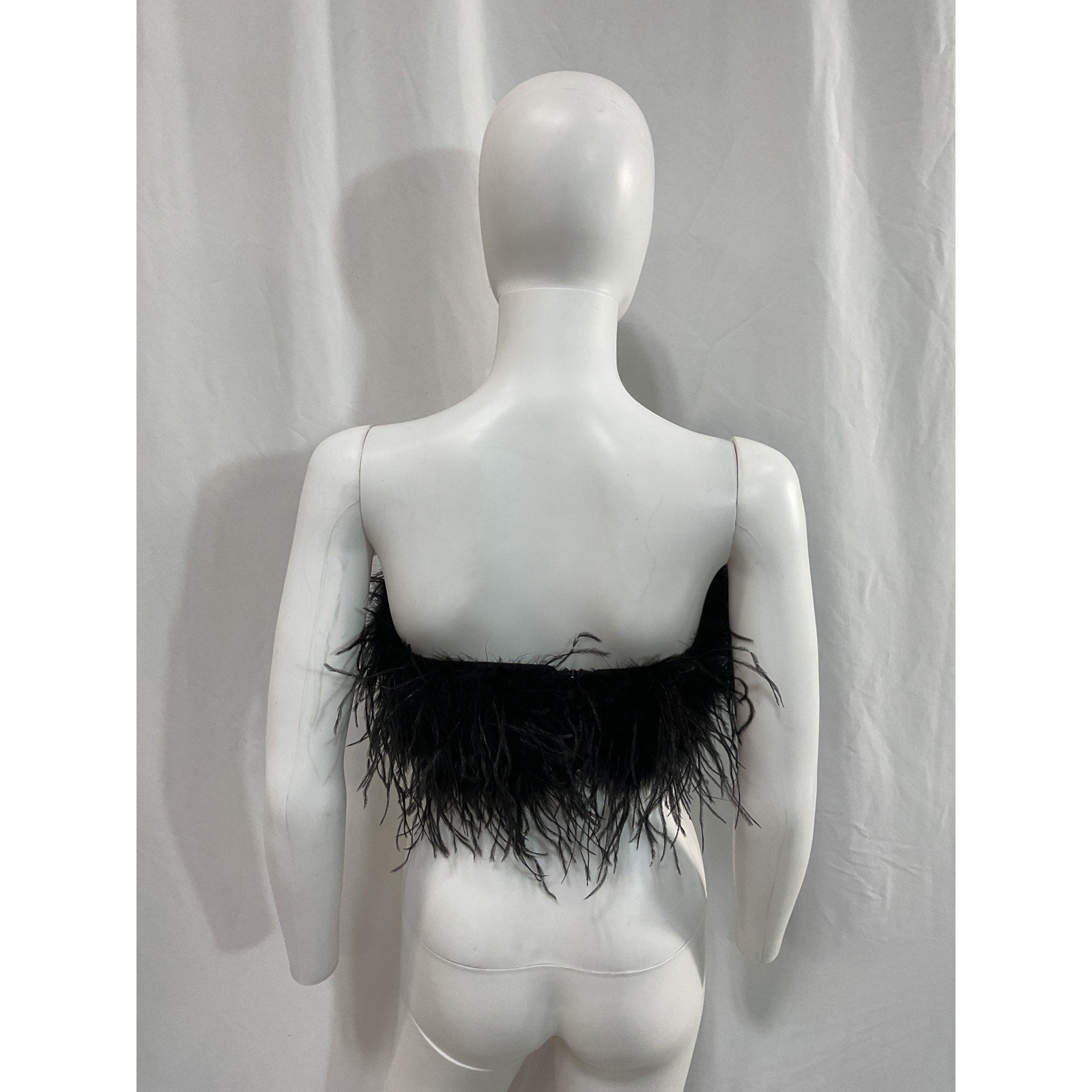 Lamarque 'Zaina' Black Cropped Feathered Top Size XS
