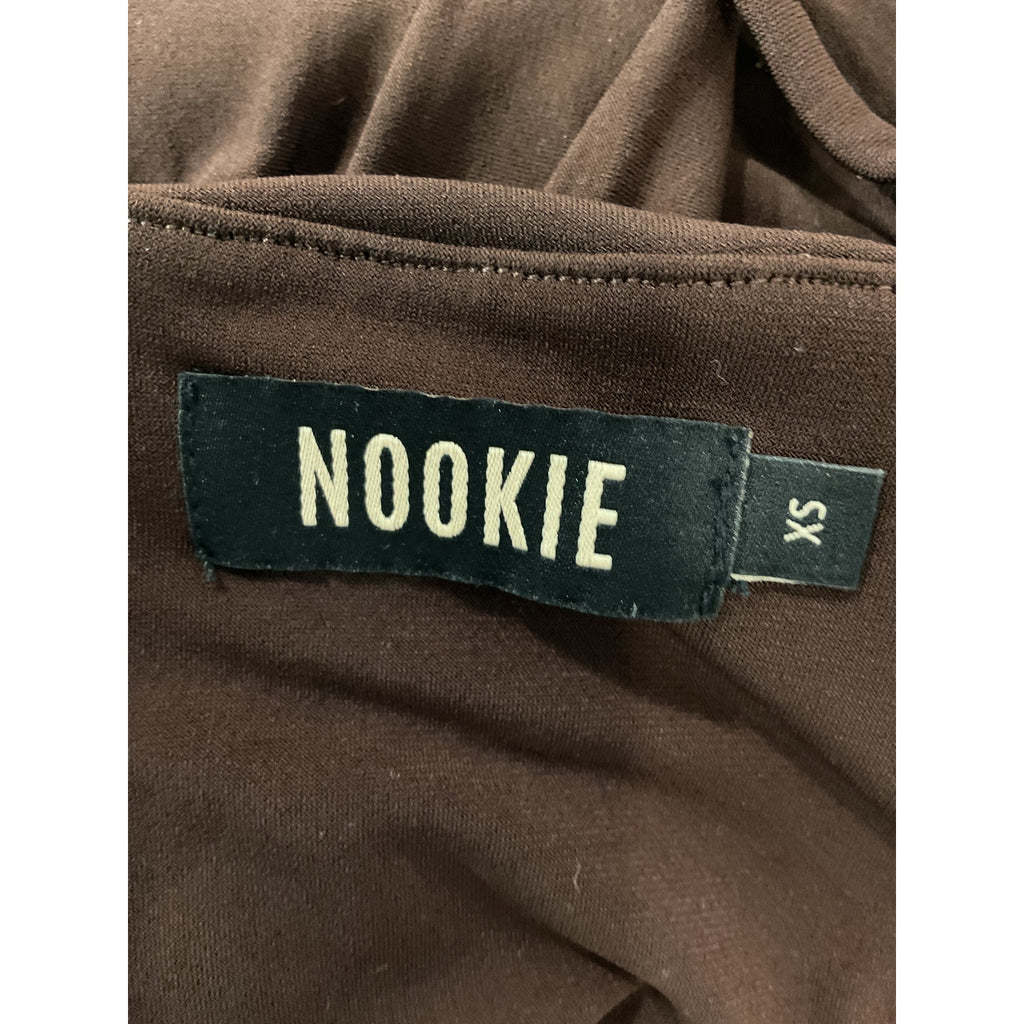 Nookie 'Aria' Brown Crepe Crop Top Size XS