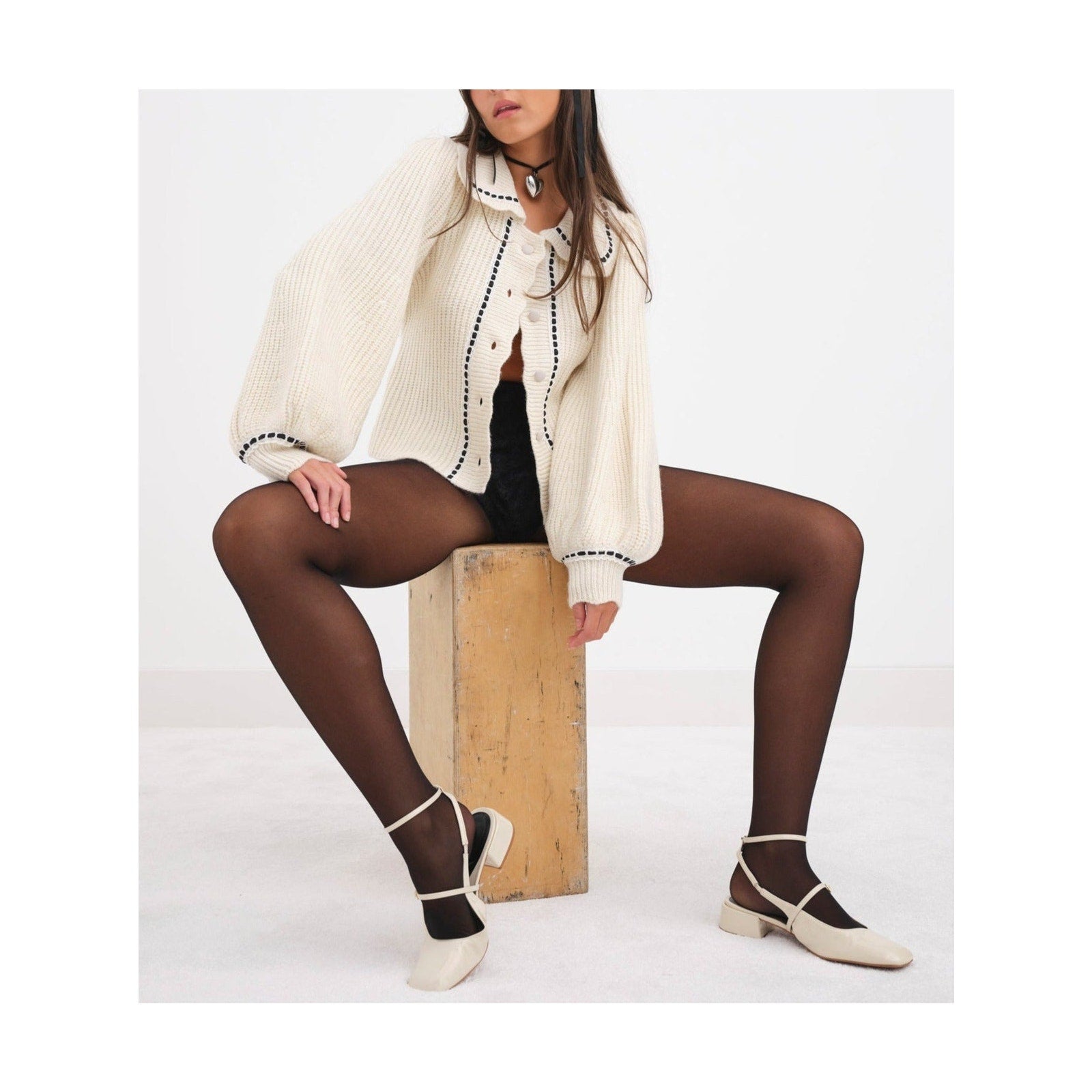 For Love & Lemons 'Jade' Cream Acrylic Cardigan Size S