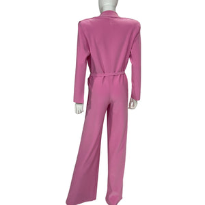 Norma Kamali Tailored Pink Single Breasted Straight Leg Jumpsuit Size XS