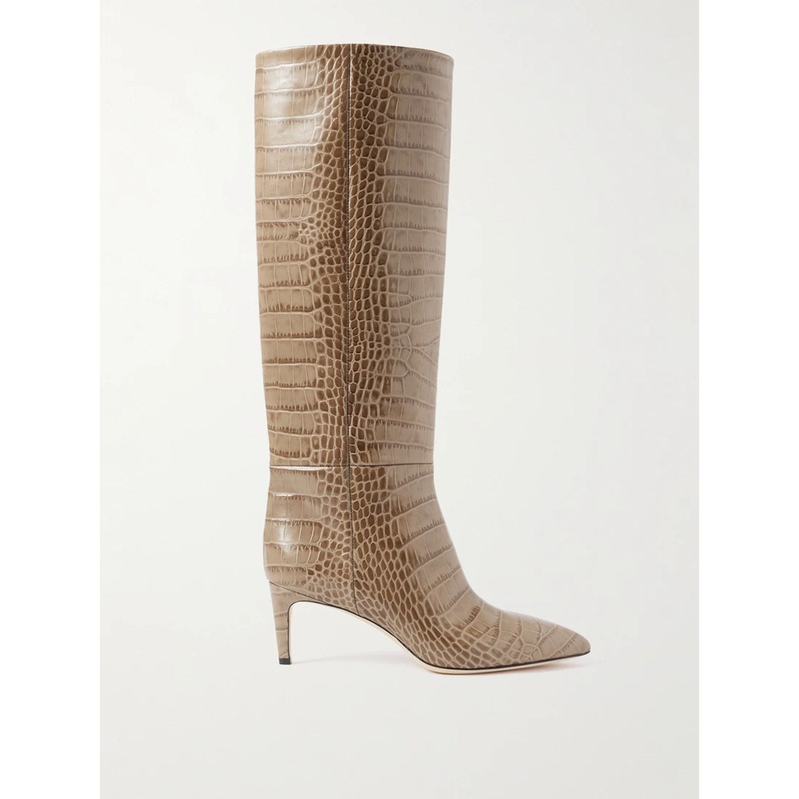 Paris Texas 'Stiletto' Tan Croc Print Leather Knee Boots Size 7.5