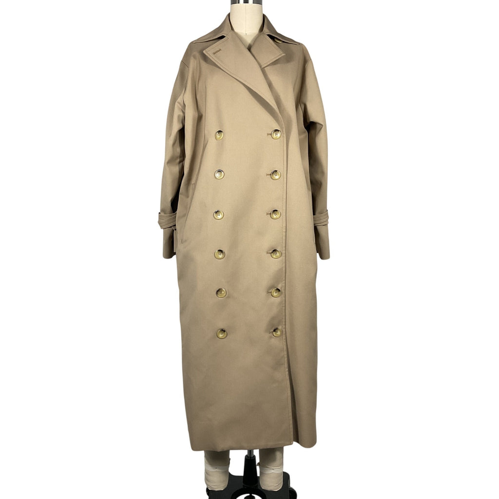 Toteme Double-Breasted Tan Cotton Gabardine Trench Coat Size 32