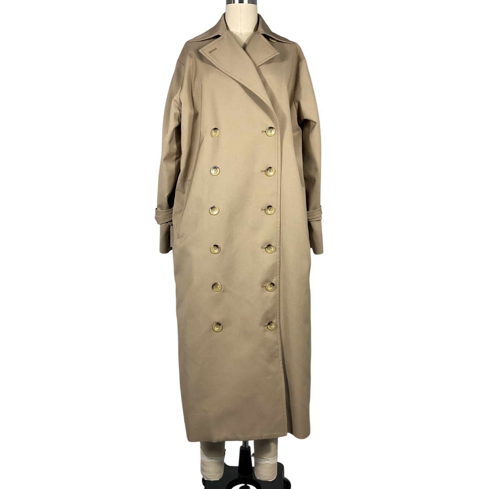 Toteme Double-Breasted Tan Cotton Gabardine Trench Coat Size 32