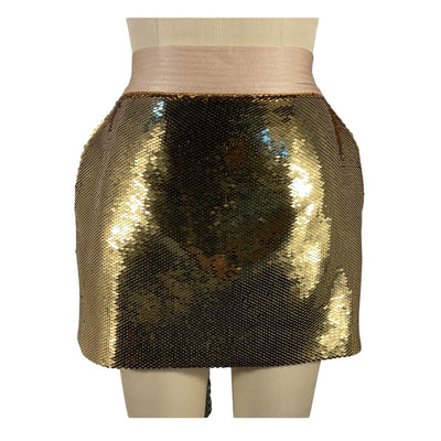Alex Perry Sequin Gold Delon Mini Skirt Size US 4 / UK 8