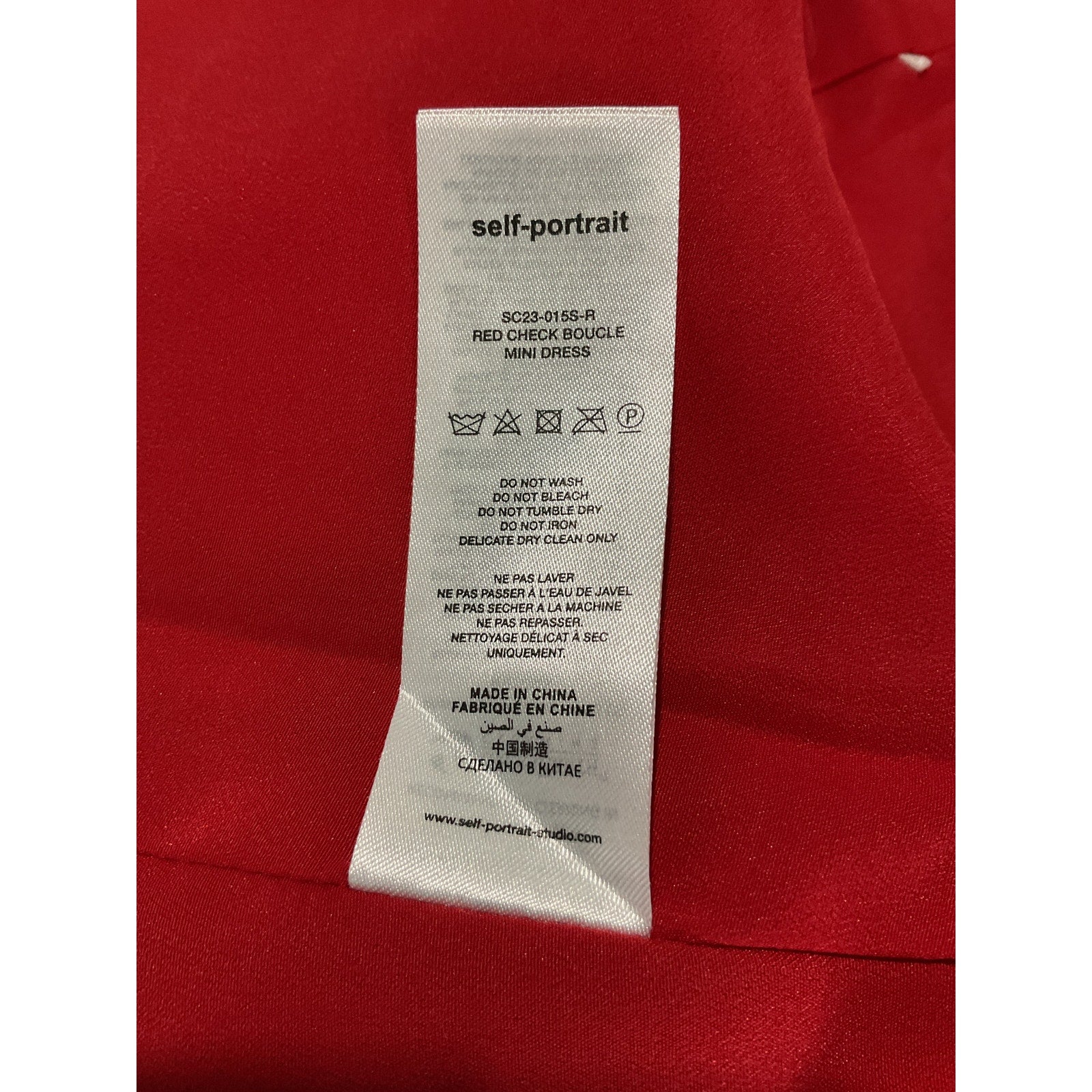 Self-Portrait 'Check' Red Polyester  Mini Dress Size 6