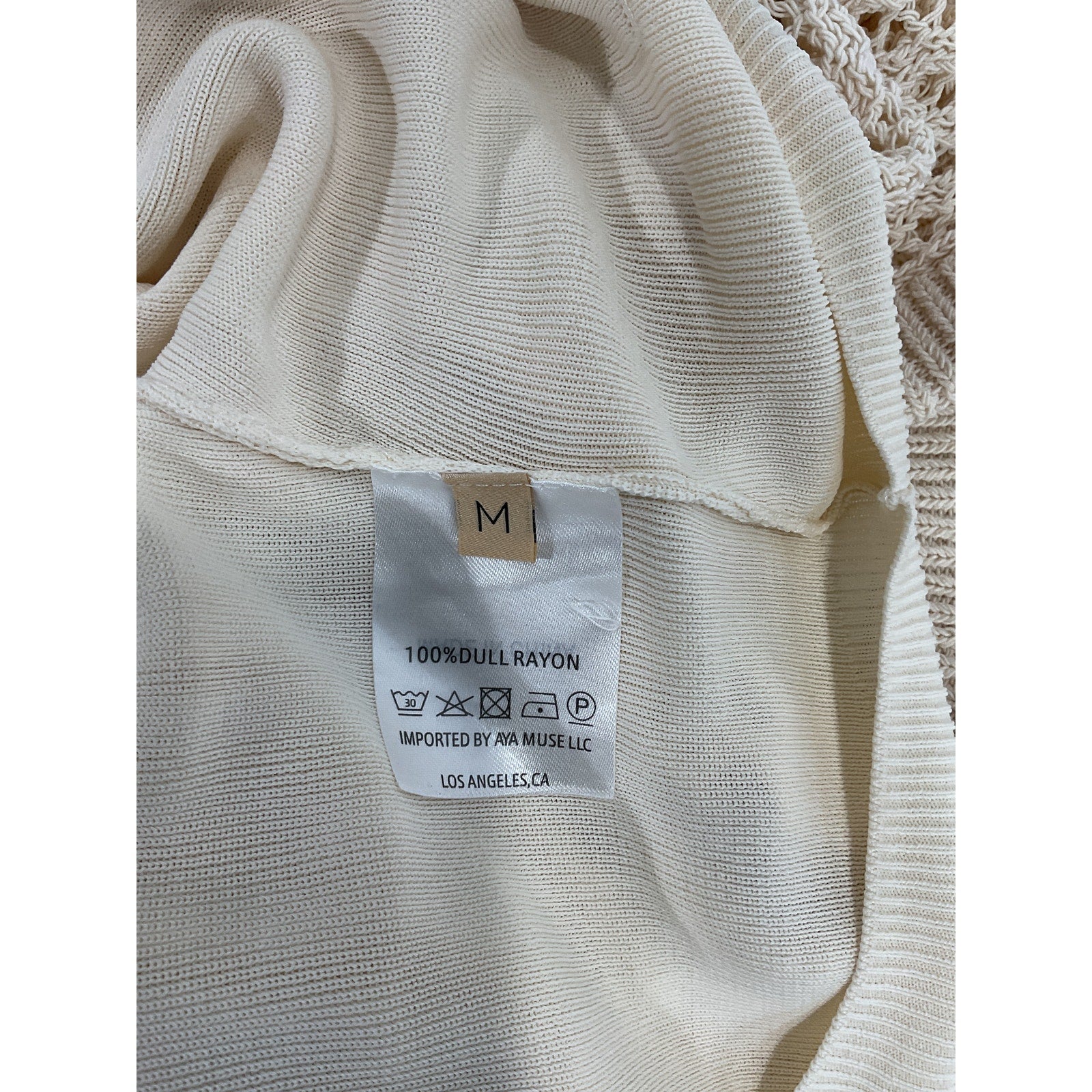 Aya Muse 'Cusqui' White Plunge Neck Asymmetrical Top Size M