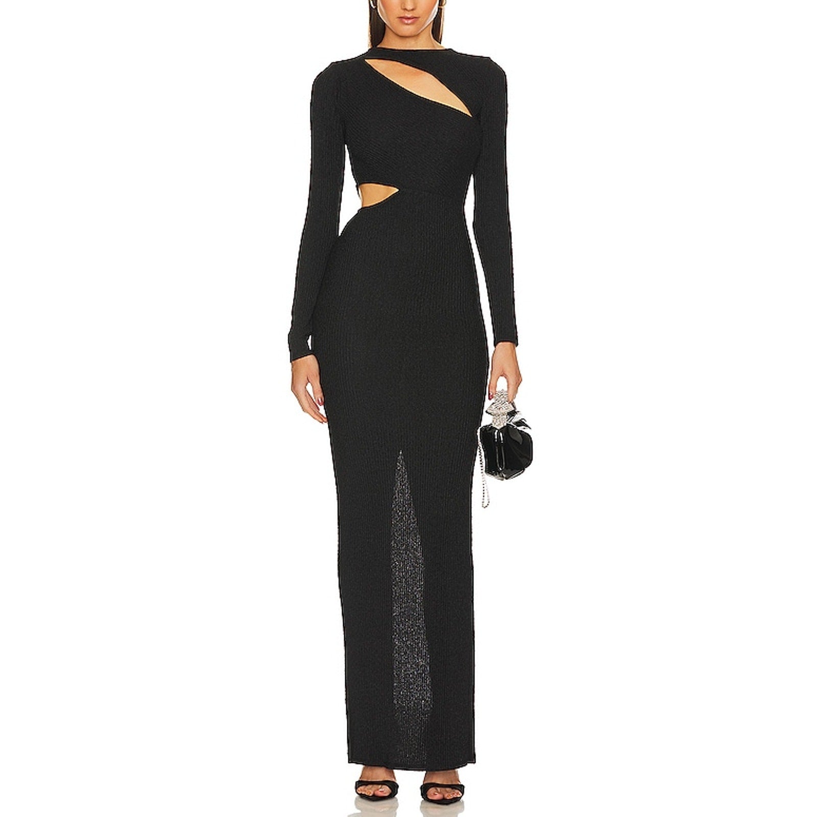 Michael Costello X Revolve 'Cygnus' Black Polyester Gown Size M