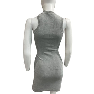 Victoria Beckham Glittery Silver Body-Con Mini Dress Size 4 Uk (0 Us)