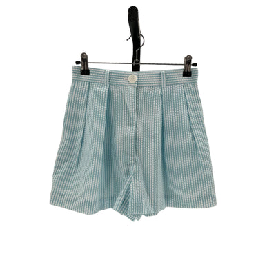 Matthew Bruch Seersucker Blue Button Pleated Size 2 Shorts