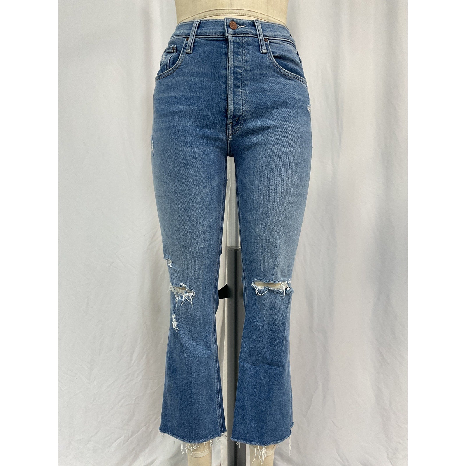 Mother 'The Tripper' Blue Ripped Ankle Jeans Size 26