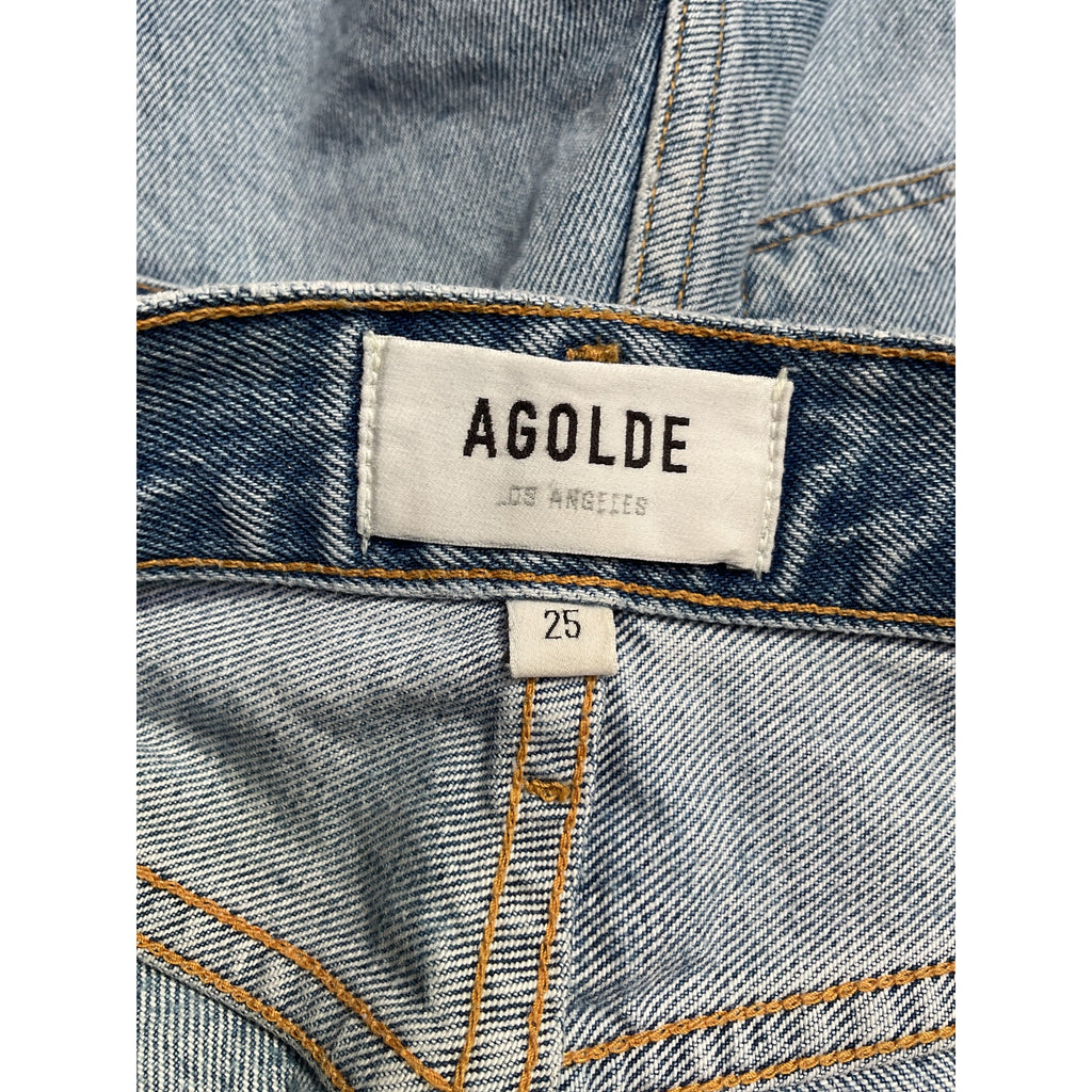 Agolde 'Riley' Blue Cotton Cut-Off Denim Shorts Size 25