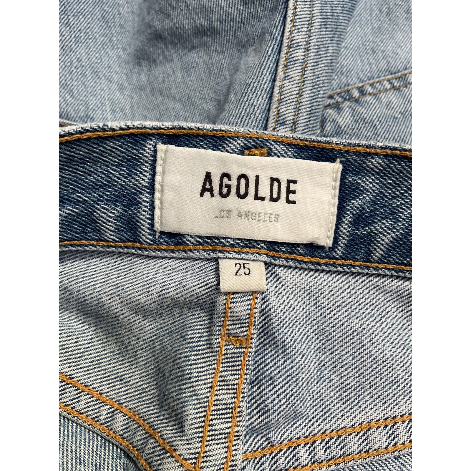 Agolde 'Riley' Blue Cotton Cut-Off Denim Shorts Size 25