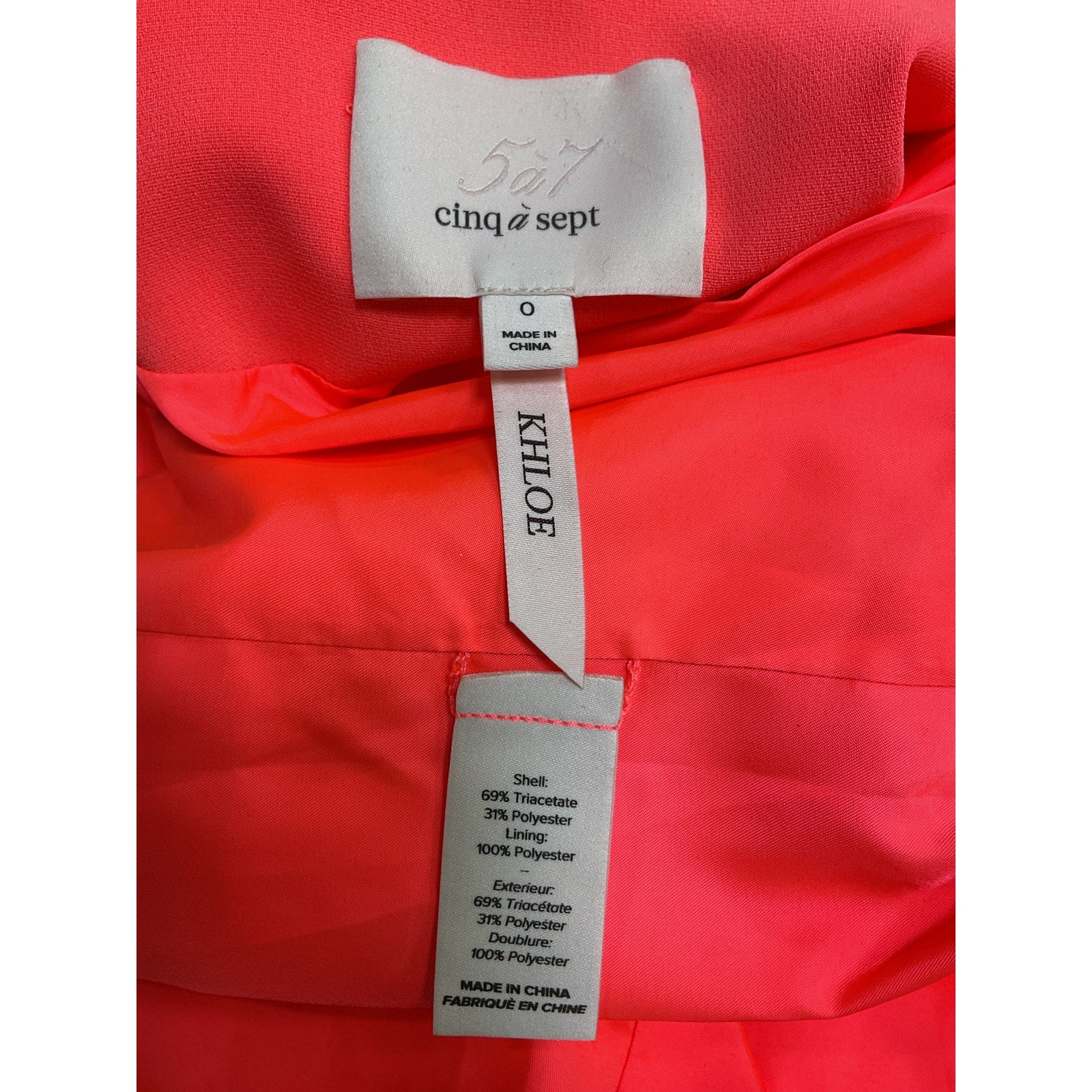 Cinq A Sept 'Khloe' Pink Triacetate Crepe Ruched Blazer Size 0