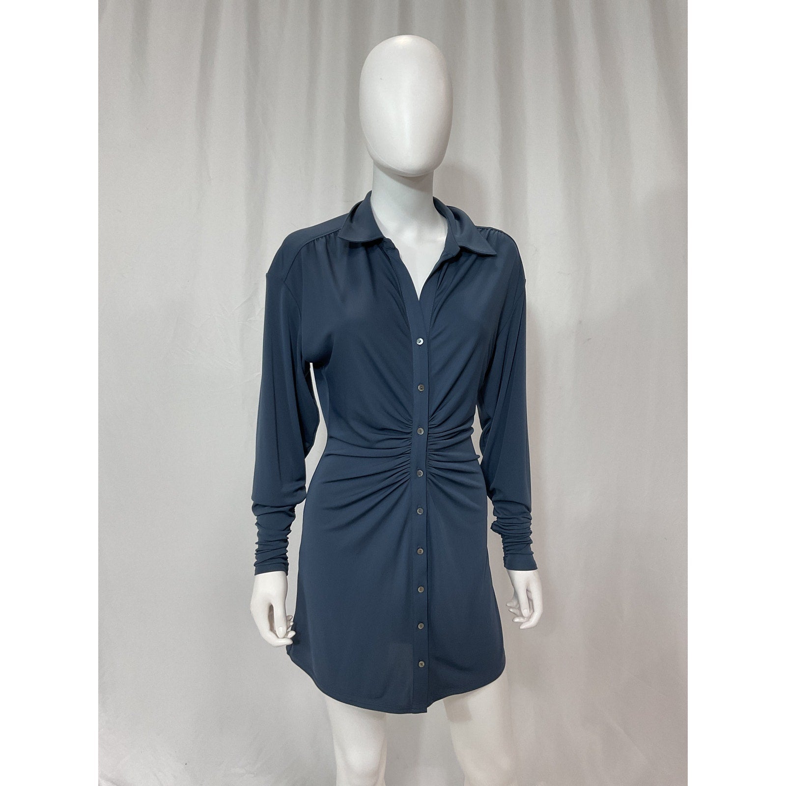 Cinq A Sept 'Arden' Black Matte Jersey Long Sleeve Button Shirtdress Size XXS - NWT