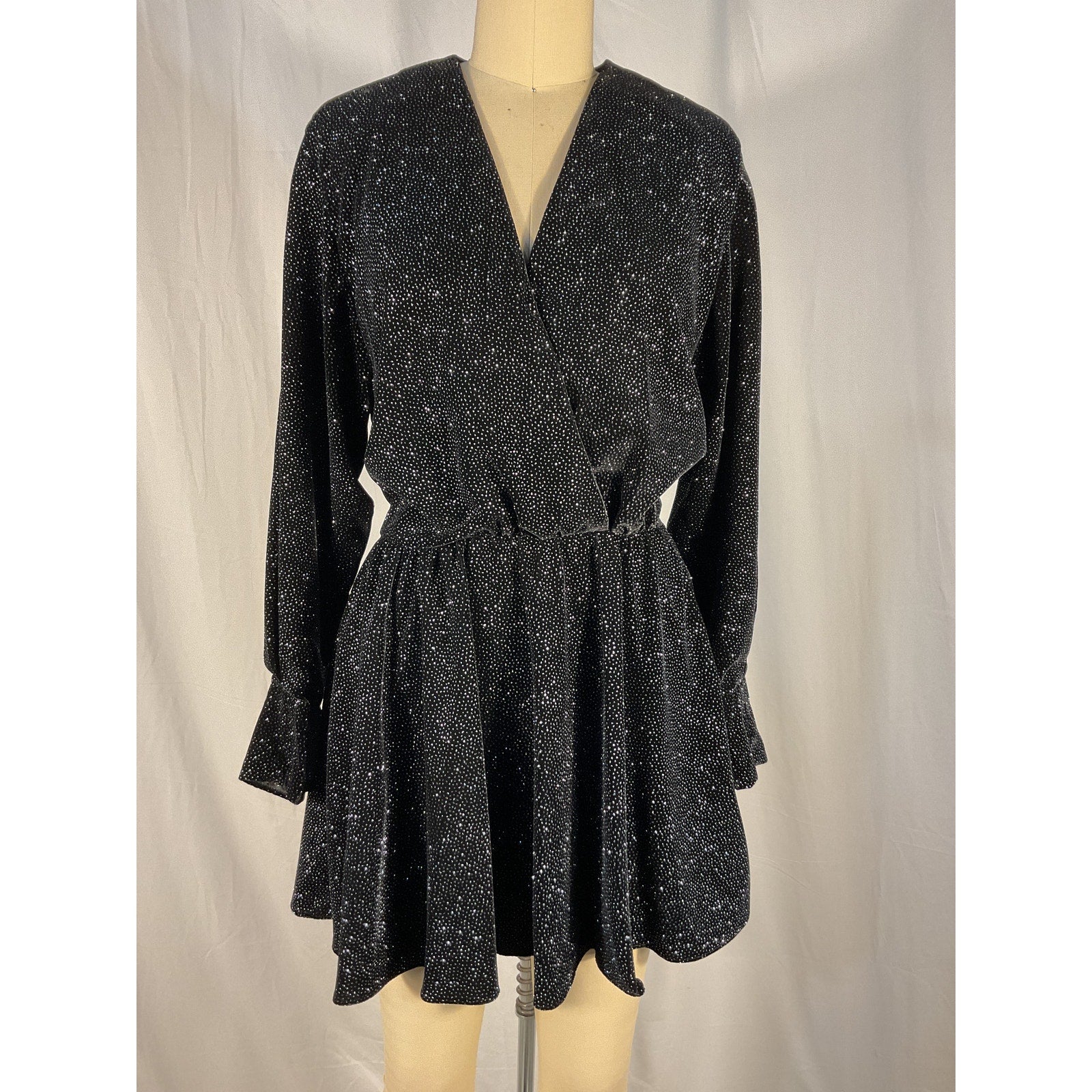Isabel Marant Etoile 'Alexane' Black Crystal-Embellished Velvet Mini Dress Size 4 - NWT