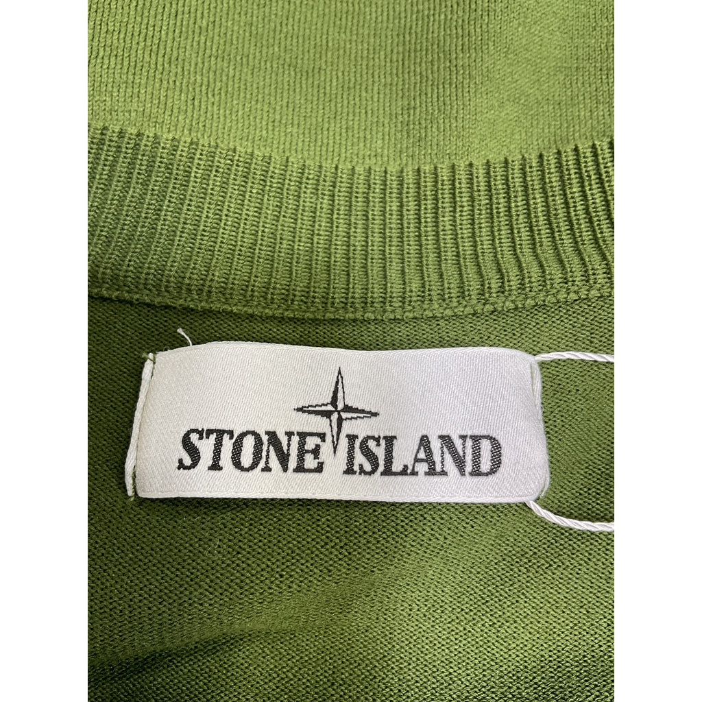 Stone Island Logo-Appliqu�d Green Cotton Sweater Size XL