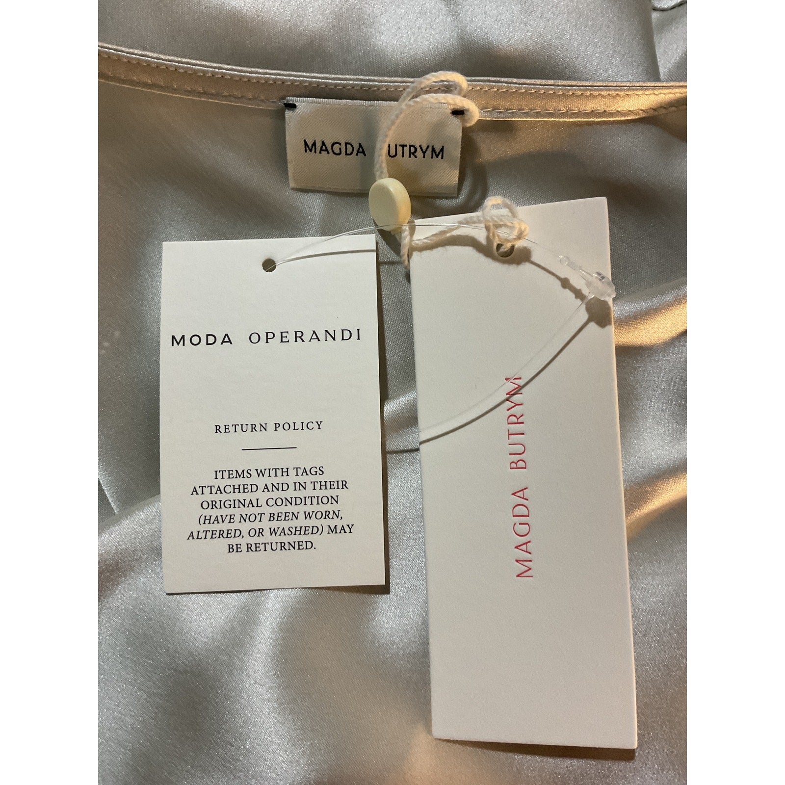 Magda Butrym Silver Silk Asymmetrical Midi Dress Size 2 - NWT