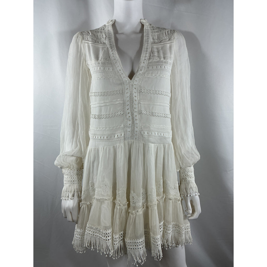 Rococo Sand 'Cia' White Viscose Mini Dress Size S