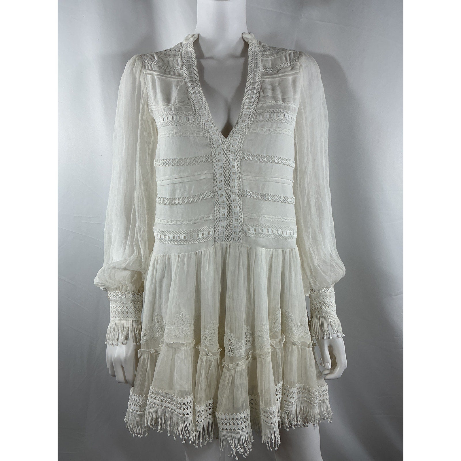 Rococo Sand 'Cia' White Viscose Mini Dress Size S