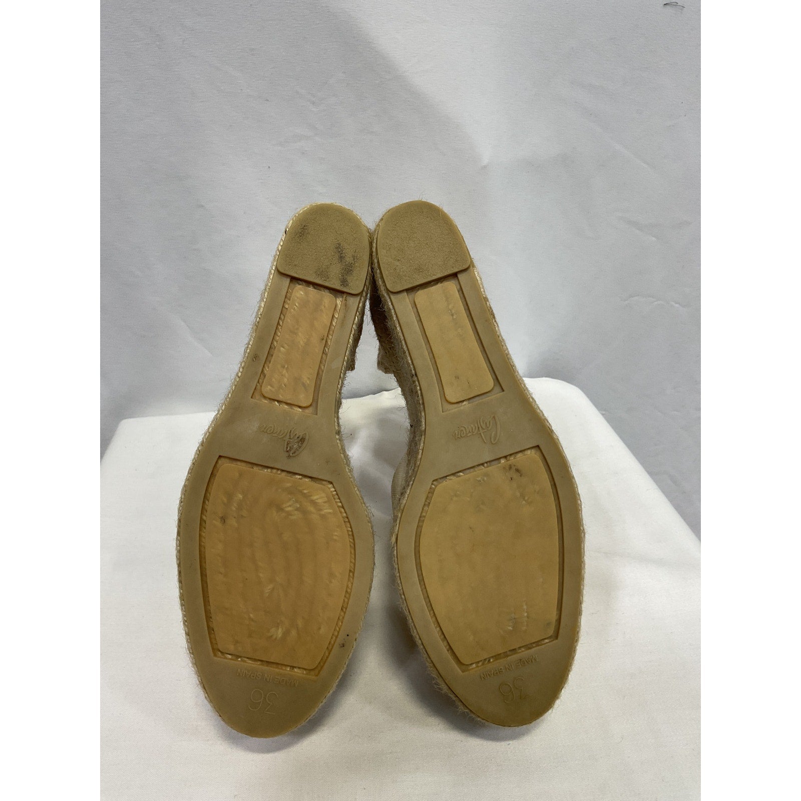 Casta�er 'Chiara 80' Tan Canvas Wedge Espadrilles Sandal Size 7